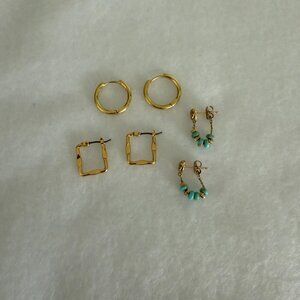 Set of 3 dainty Gold Plated Earrings